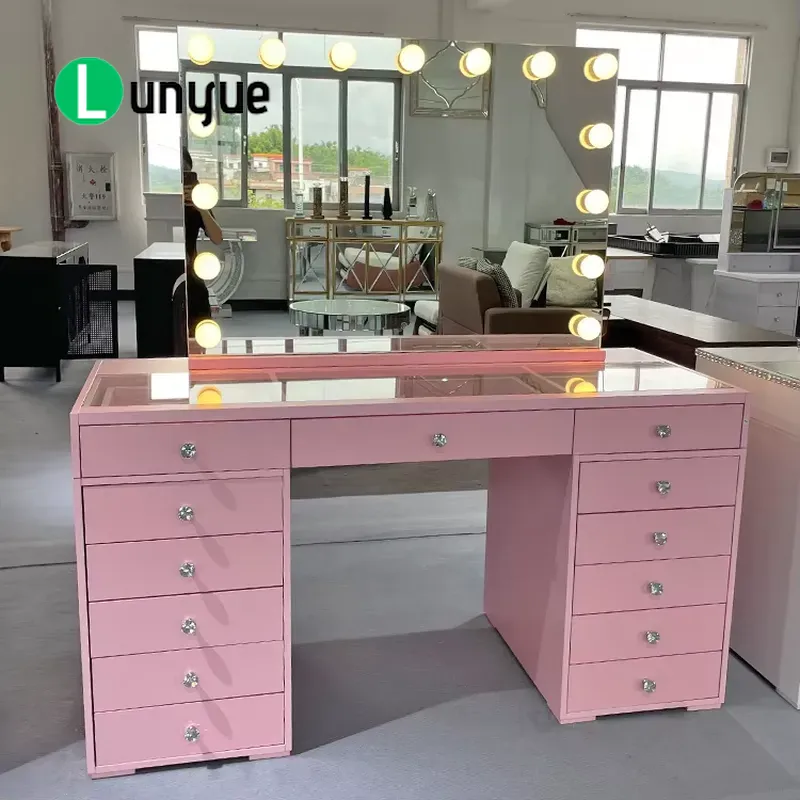 Pink Wooden Dressing Table wit - Beauty Makeup Vanity Set ulasan dan harga