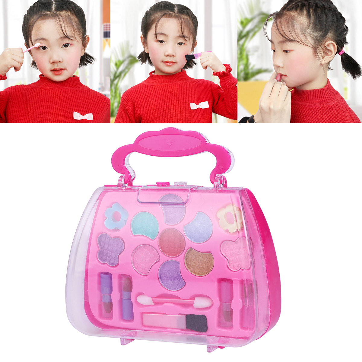 Strawberry-Shaped Kids Makeup  - Beauty Makeup Vanity Set ulasan dan harga